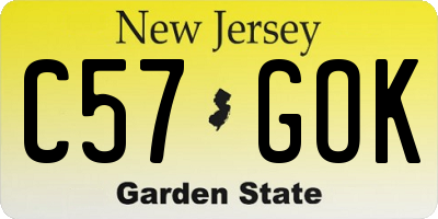 NJ license plate C57GOK
