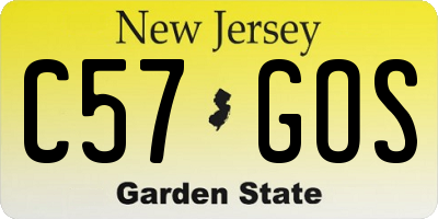 NJ license plate C57GOS