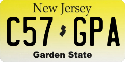 NJ license plate C57GPA