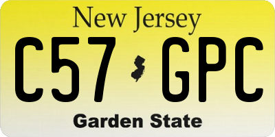 NJ license plate C57GPC