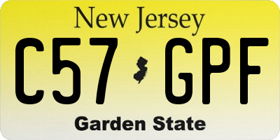 NJ license plate C57GPF