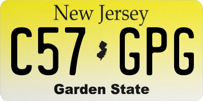 NJ license plate C57GPG