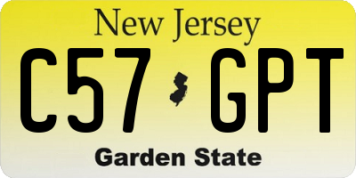 NJ license plate C57GPT