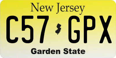 NJ license plate C57GPX