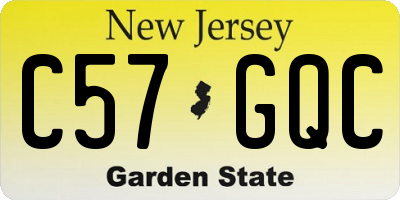NJ license plate C57GQC