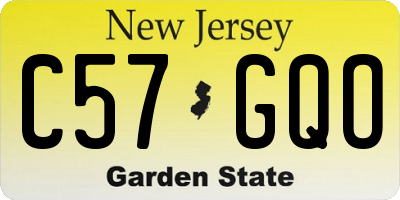 NJ license plate C57GQO