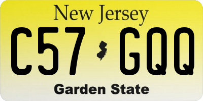 NJ license plate C57GQQ