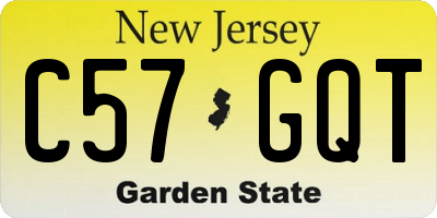 NJ license plate C57GQT