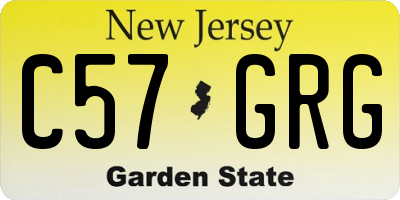 NJ license plate C57GRG