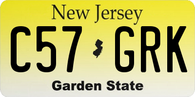 NJ license plate C57GRK