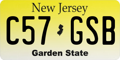 NJ license plate C57GSB
