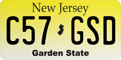 NJ license plate C57GSD