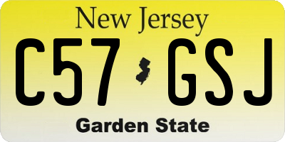 NJ license plate C57GSJ