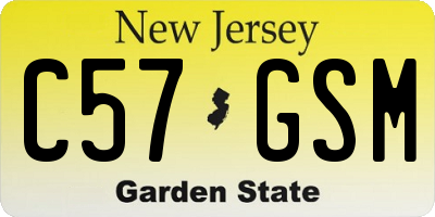 NJ license plate C57GSM