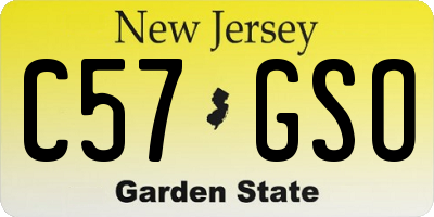 NJ license plate C57GSO