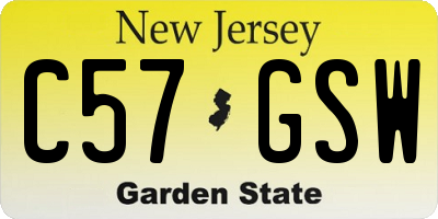 NJ license plate C57GSW