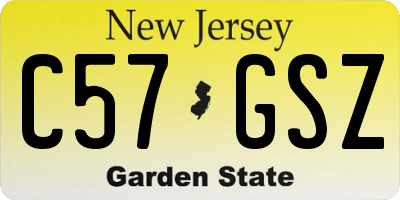 NJ license plate C57GSZ