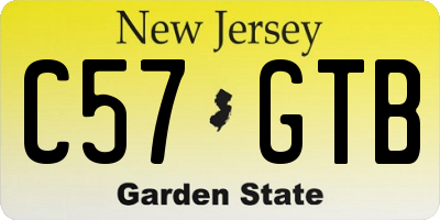 NJ license plate C57GTB