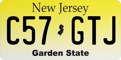 NJ license plate C57GTJ