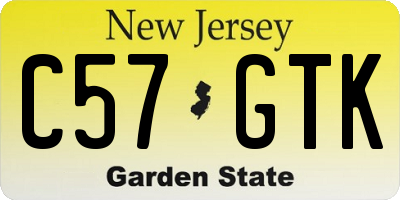 NJ license plate C57GTK