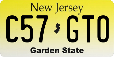NJ license plate C57GTO