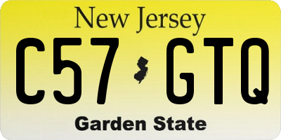 NJ license plate C57GTQ