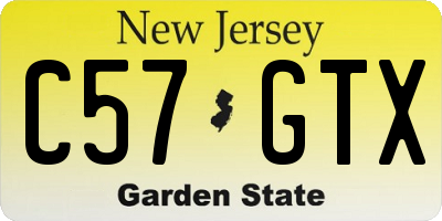 NJ license plate C57GTX