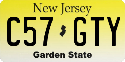 NJ license plate C57GTY