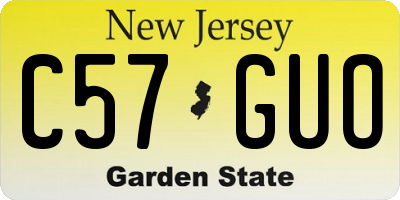 NJ license plate C57GUO
