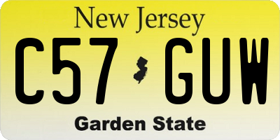 NJ license plate C57GUW