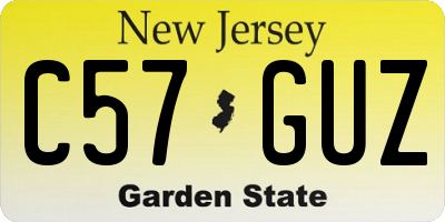 NJ license plate C57GUZ