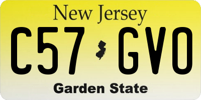 NJ license plate C57GVO