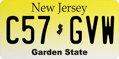 NJ license plate C57GVW