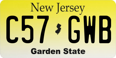 NJ license plate C57GWB