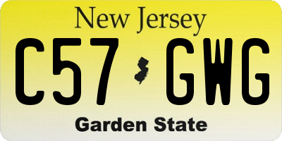NJ license plate C57GWG