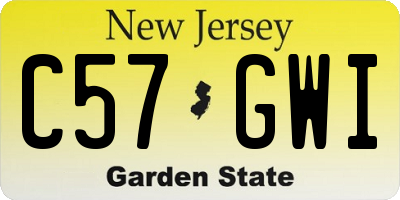 NJ license plate C57GWI