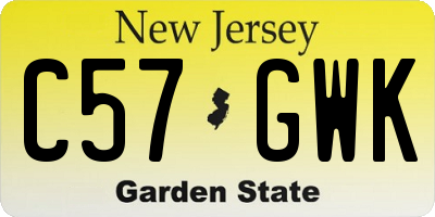 NJ license plate C57GWK