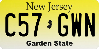 NJ license plate C57GWN