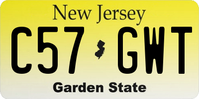 NJ license plate C57GWT