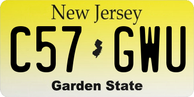 NJ license plate C57GWU