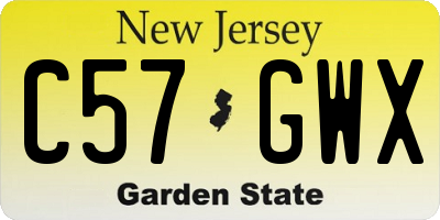 NJ license plate C57GWX