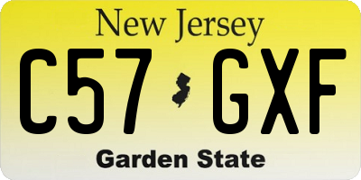 NJ license plate C57GXF