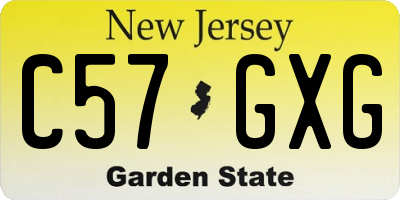 NJ license plate C57GXG