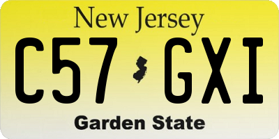 NJ license plate C57GXI