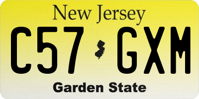 NJ license plate C57GXM