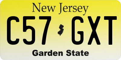 NJ license plate C57GXT