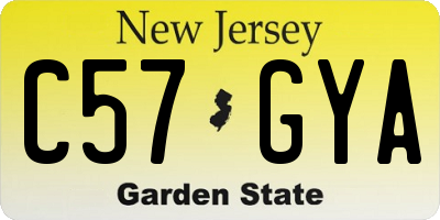NJ license plate C57GYA