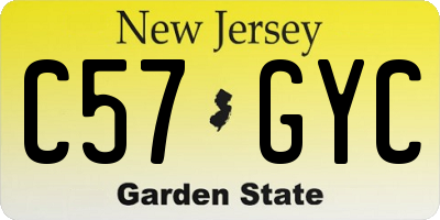 NJ license plate C57GYC