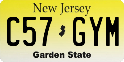 NJ license plate C57GYM
