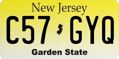 NJ license plate C57GYQ